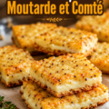 Biscuits apéritifs croustillants avec moutarde et comté sur une table