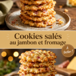 Cookies salés au jambon et fromage servis sur une table