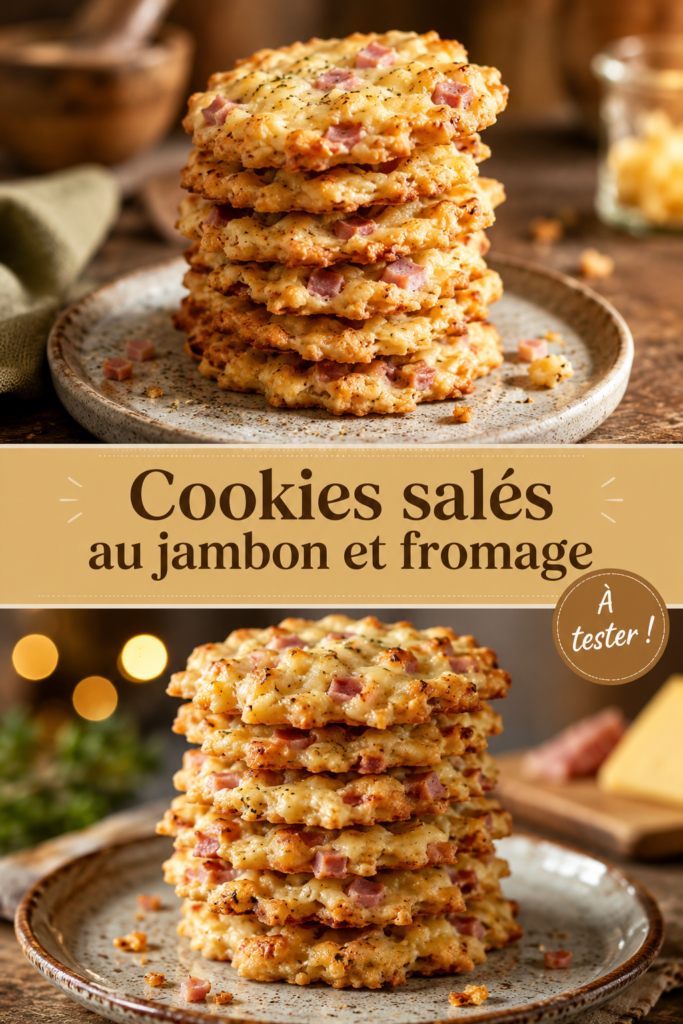 Cookies salés au jambon et fromage servis sur une table