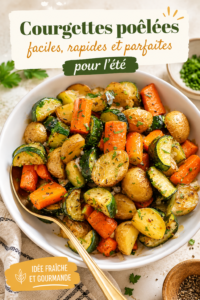 Poêlée de courgettes savouroses et colorées servies dans une assiette