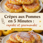 Une assiette de crêpes aux pommes dorées, servies avec un peu de sucre glace.