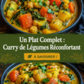 Un curry de légumes coloré servi dans un bol, prêt à être dégusté.
