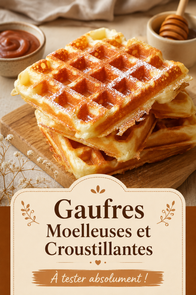 Gaufres dorées et croustillantes sur une assiette, prêtes à être dégustées.