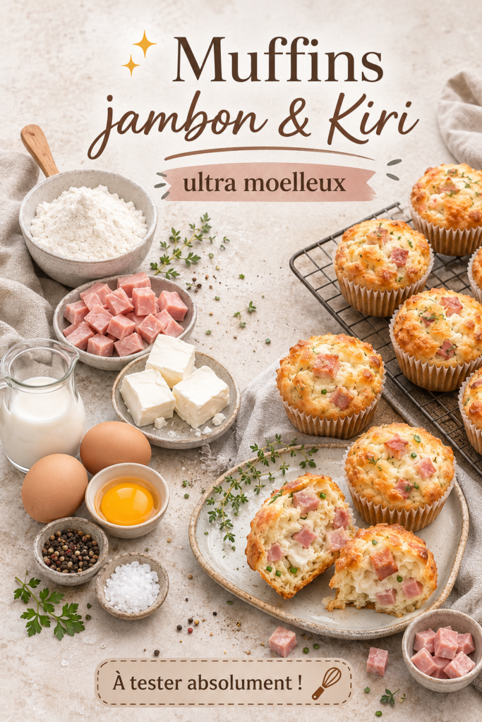 Muffins moelleux jambon et Kiri tout juste sortis du four