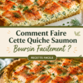 Quiche saumon Boursin prête à être servie, dorée et appétissante