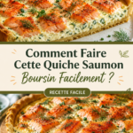 Quiche saumon Boursin prête à être servie, dorée et appétissante