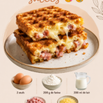 Des gaufres salées dorées servies avec des légumes frais, idéales pour un repas équilibré.
