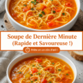 Soupe chaude dans un bol prêt à être dégustée, avec des ingrédients frais autour.