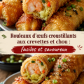 Rouleaux d'œufs croustillants aux crevettes et chou sur une assiette