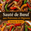 Sauté de bœuf aux poivrons coloré servi dans une assiette blanche