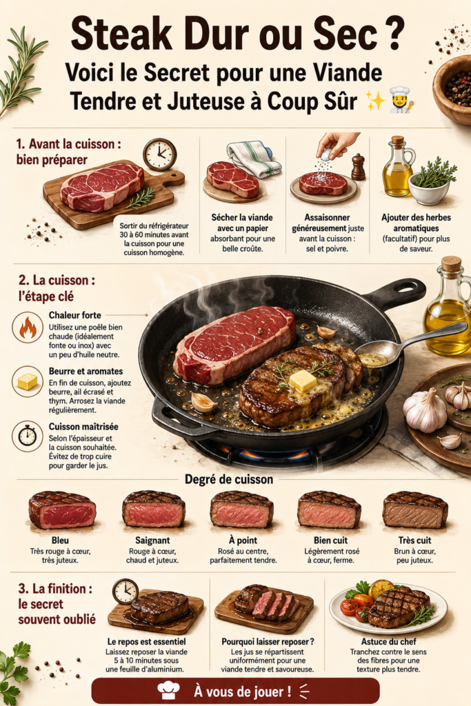 Un steak juteux et bien cuit sur une planche à découper