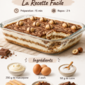Tiramisu façon Kinder Bueno décoré avec des éclats de chocolat