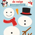 Activité printable montrant un bonhomme de neige avec des accessoires colorés