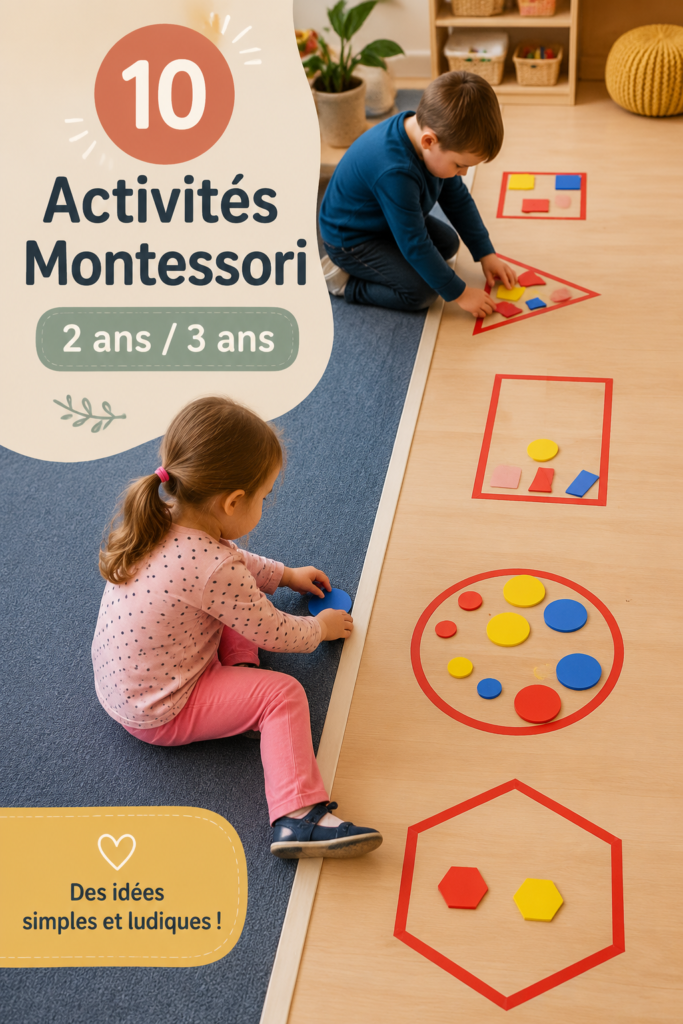 Activités Montessori pour les enfants de 2 à 3 ans.