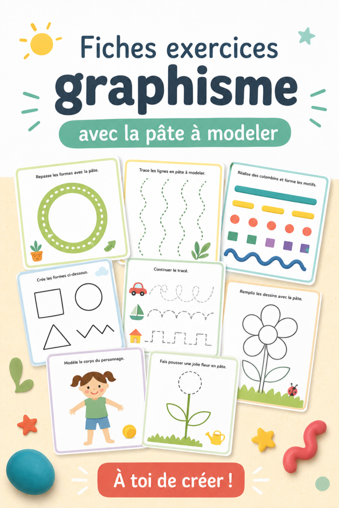 Enfants jouant avec de la pâte à modeler pour créer des formes et des personnages.