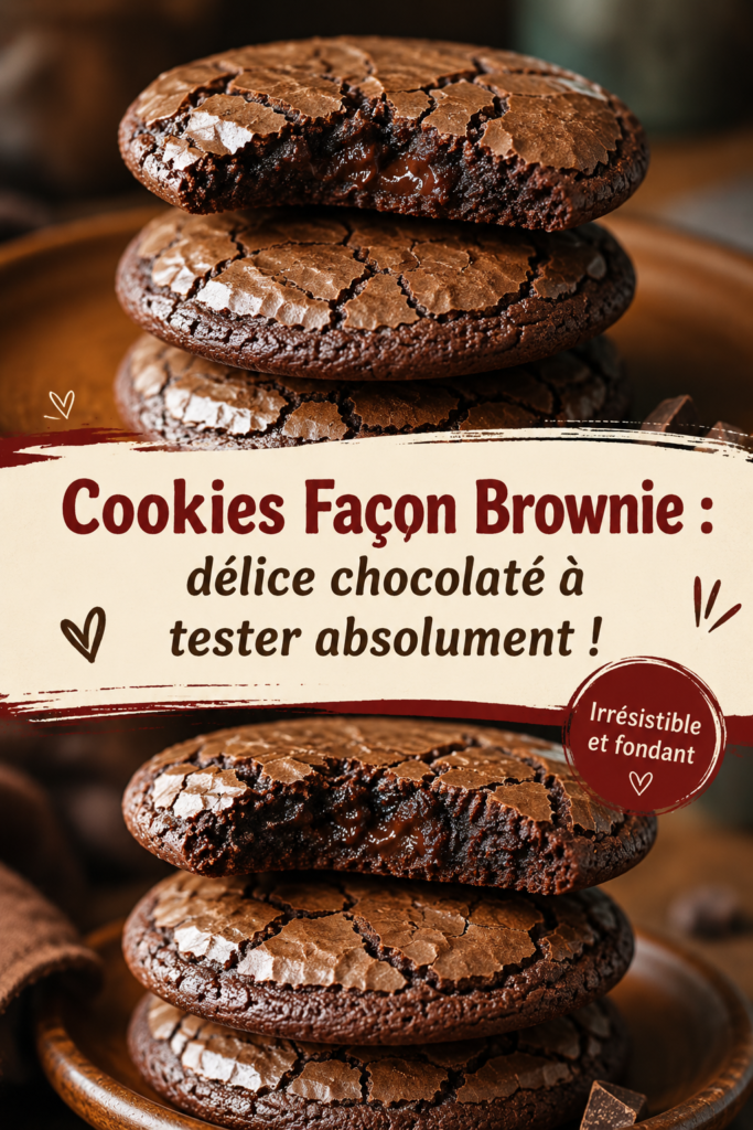 Cookies façon brownie sur une assiette, montrant leur texture moelleuse et chocolatée.