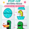 Un enfant heureux réalisant un dessin pop-up coloré à la maison.