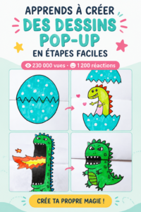 Un enfant heureux réalisant un dessin pop-up coloré à la maison.