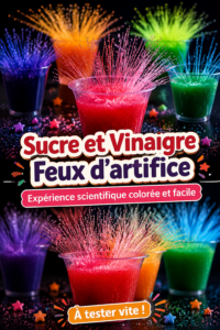Des feux d'artifice colorés créés avec du sucre et du vinaigre.