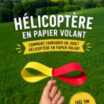Un hélicoptère en papier coloré sur un fond en extérieur