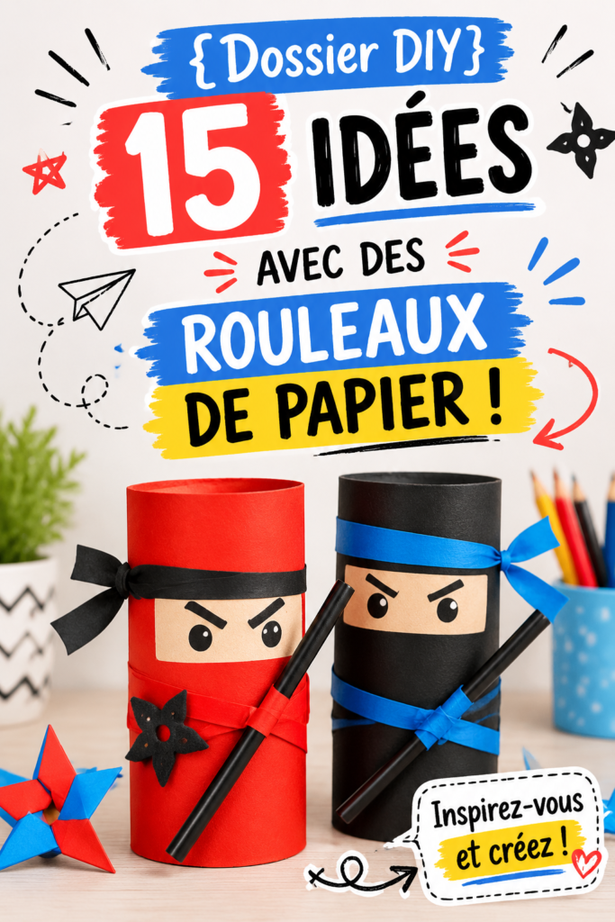 Un ensemble d'objets décoratifs créés à partir de rouleaux de papier recyclés.
