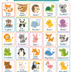 Des imagettes-récompenses colorées sur un tableau de motivation pour enfants.