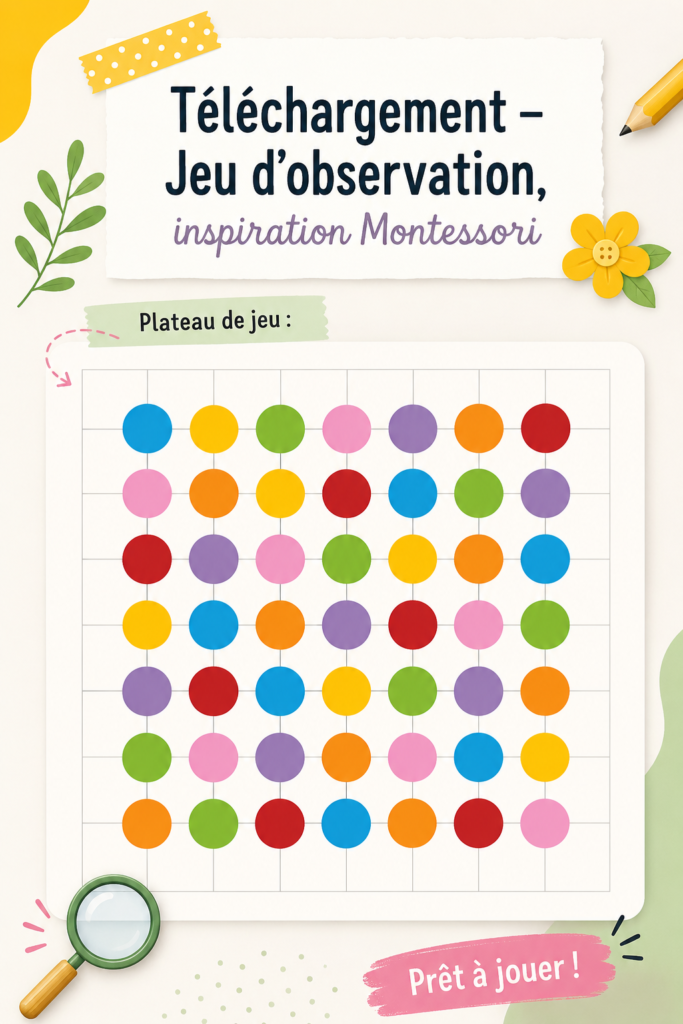 Un enfant jouant à un jeu d'observation inspiré de la méthode Montessori