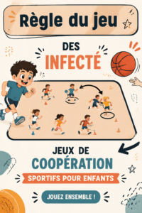 Enfants s'amusant ensemble lors d'un jeu coopératif en plein air.