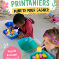 Des familles s'amusant à des jeux de plein air printaniers