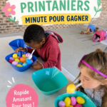 Des familles s'amusant à des jeux de plein air printaniers