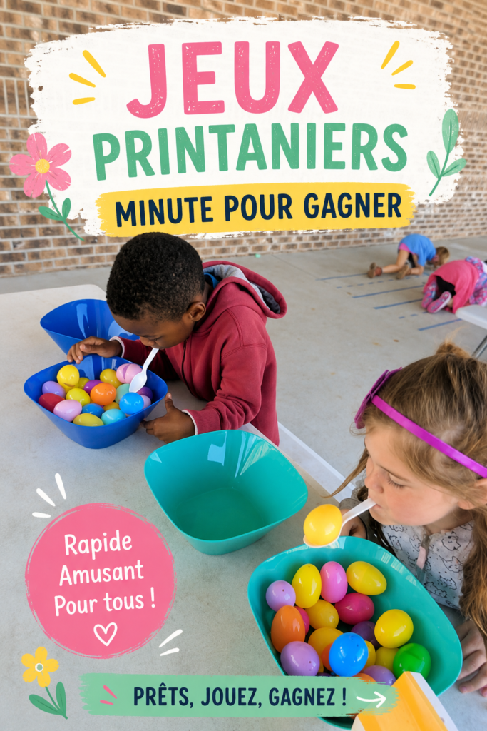 Des familles s'amusant à des jeux de plein air printaniers