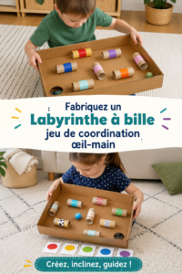 Jeu de labyrinthe en balles fait maison pour enfants, favorisant la coordination