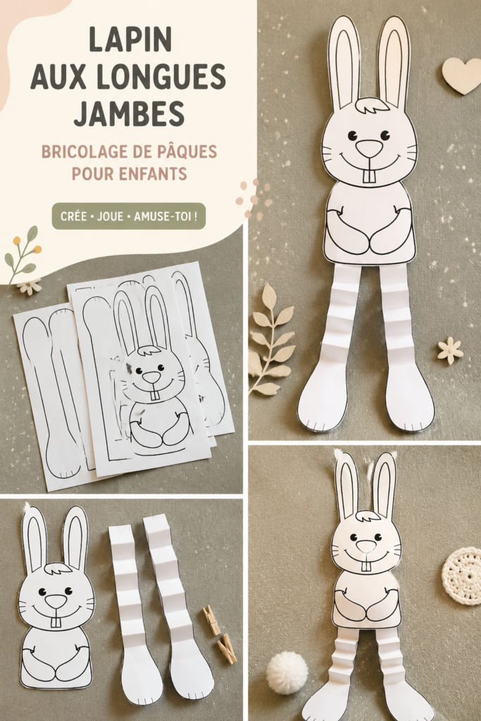 Des lapins en papier colorés avec de longues jambes pour Pâques.
