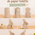Lapins colorés faits à partir de rouleaux de papier toilette pour Pâques