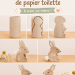 Lapins colorés faits à partir de rouleaux de papier toilette pour Pâques
