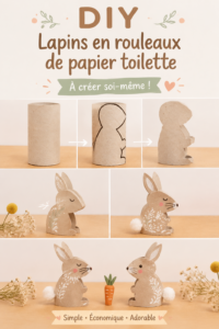 Lapins colorés faits à partir de rouleaux de papier toilette pour Pâques