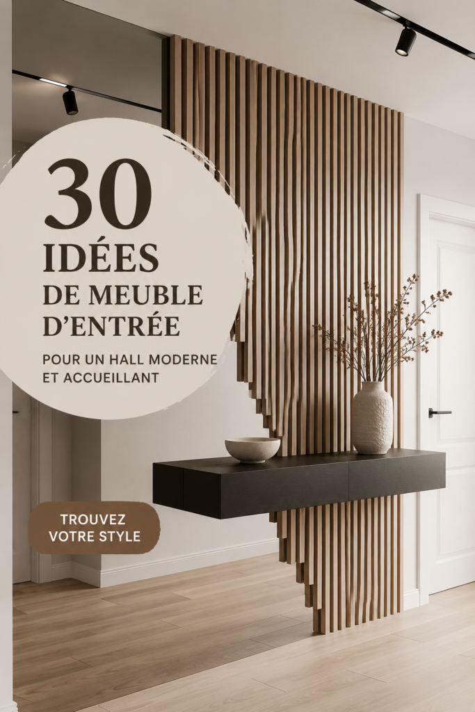 Meubles modernes dans un hall d'entrée accueillant avec des couleurs chaleureuses.
