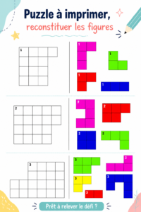 Puzzles colorés imprimés en attente d'être assemblés sur une table
