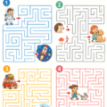 Quatre labyrinthes avec solutions à explorer en famille