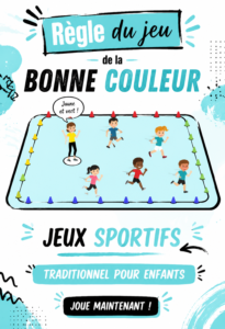 Un groupe d'enfants jouant joyeusement au jeu de la bonne couleur en plein air.