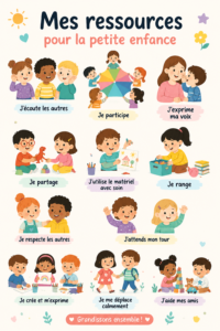 Outils éducatifs pour la petite enfance disposés sur une table.