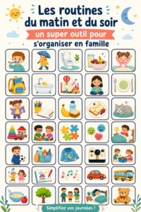 Une famille heureuse ensemble le matin, illustrant l'importance des routines familiales.