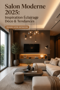 Un salon moderne et lumineux avec un éclairage contemporain et des éléments de décoration élégants.