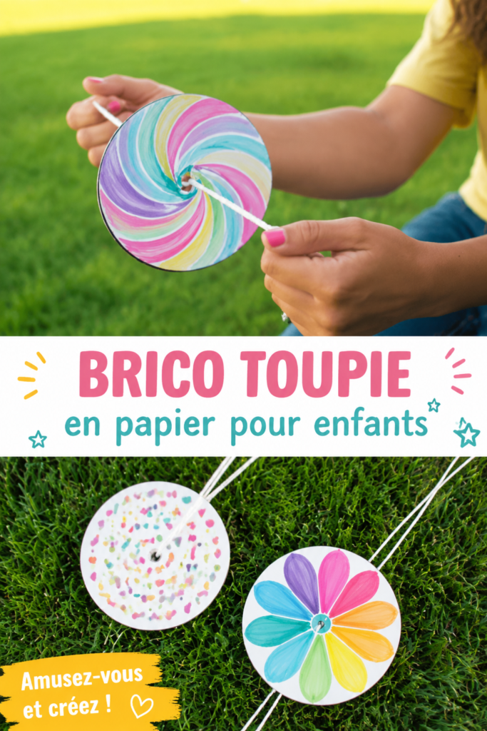 Enfants fabriquant un spinner en papier coloré dans un environnement créatif.