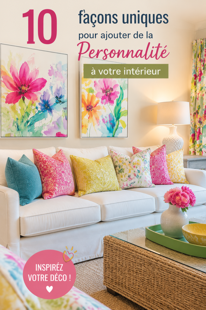 Une pièce de vie chaleureuse avec des éléments décoratifs uniques ajoutant du caractère