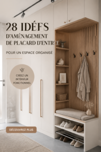Aménagement d'un placard d'entrée organisé avec étagères et accessoires