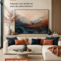 Une pièce chaleureuse avec des tons pastel apaisants et une décoration harmonieuse, idéale pour un intérieur accueillant.