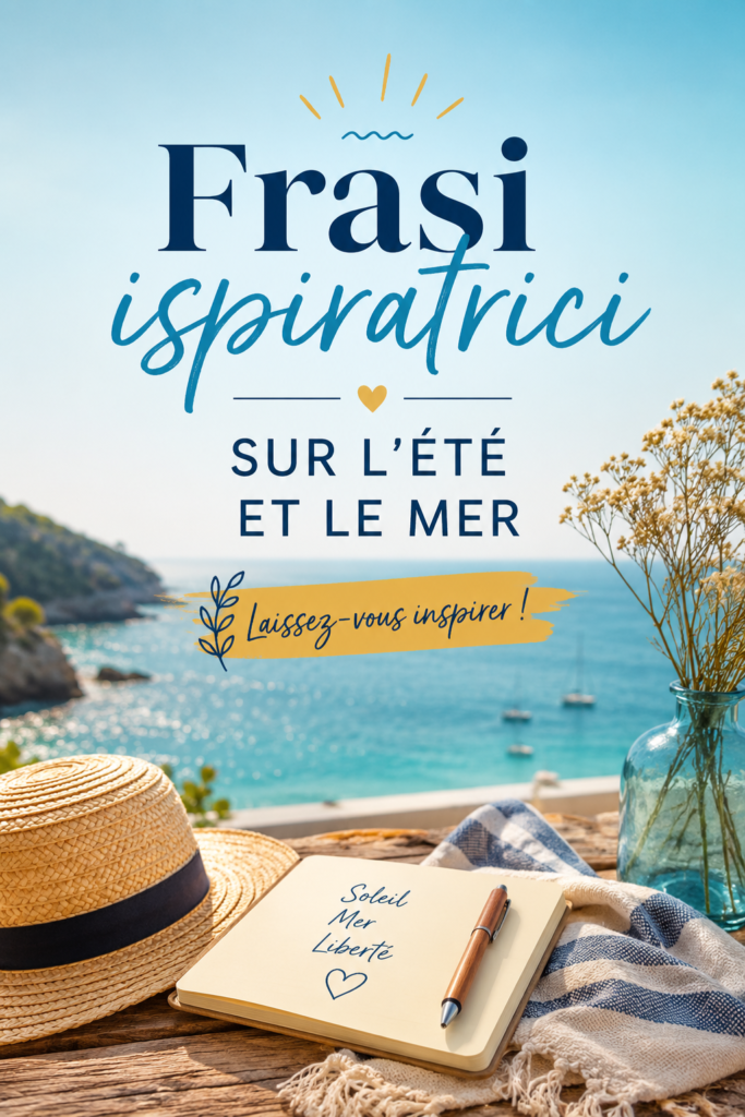 Citations inspirantes sur l'été et la mer, avec un fond maritime apaisant.