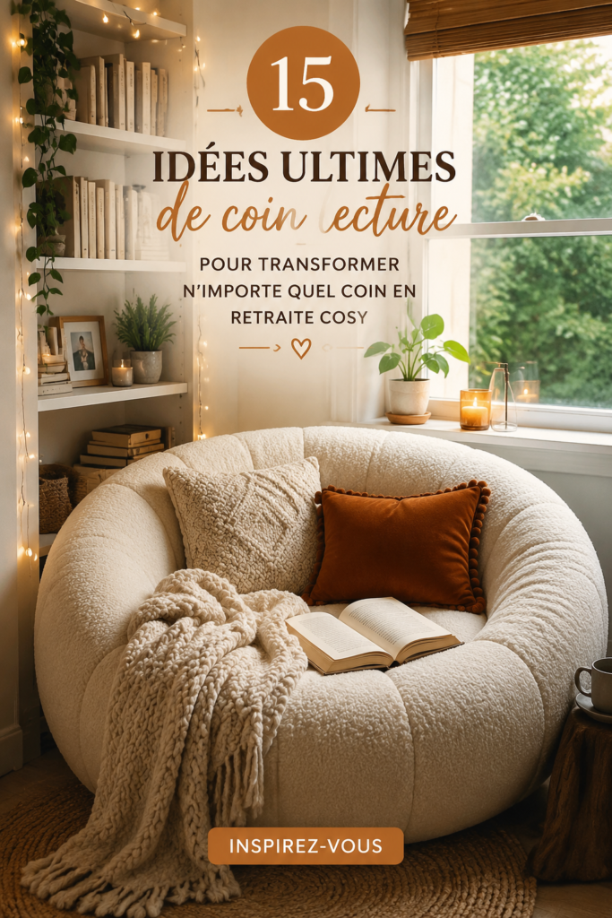Un coin lecture cosy avec fauteuil, livres et lumière naturelle.