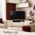Salon en angle décoré avec des meubles chaleureux et accueillants.